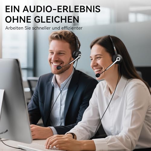 Wantek USB Headset mit Mikrofon für PC Laptop Büro, USB Stecker Typ-C Adapter Für Call Center Online Konferenzen Teams Meeting Skype, Zoom, Home Office, Online-Kurse Bild 5