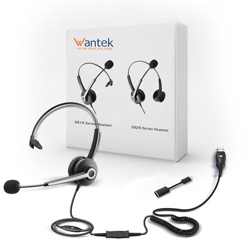 Wantek USB Headset mit Mikrofon für PC Laptop Büro, USB Stecker Typ-C Adapter Für Call Center Online Konferenzen Teams Meeting Skype, Zoom, Home Office, Online-Kurse Bild 7