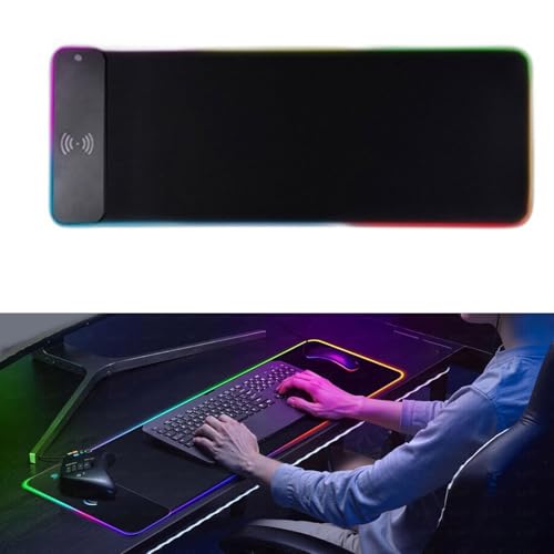 LED Maus Pad Groß Mit 15W Drahtloser Lade Tragbares Gaming Gummi Basis Für PC Laptop Ladungs Gaming Maus Pads PC Laptop Bild 2