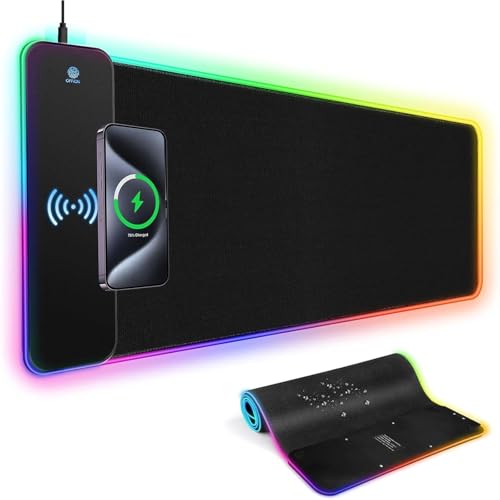LED Maus Pad Groß Mit 15W Drahtloser Lade Tragbares Gaming Gummi Basis Für PC Laptop Ladungs Gaming Maus Pads PC Laptop Bild 6