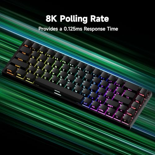 MONSGEEK FUN68 HE Rapid Trigger Tastatur, 0,005 mm Reaktionszeit, 8000 Hz Abtastrate, kabelgebundene RGB-Gaming-Tastatur mit Magnetschaltern, Einstellbarer Auslösehärte, Snap-Tap (Schwarz) Bild 3