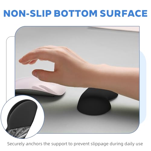 Handballenauflage Maus Handgelenkauflage, 2 Stück Wrist Rest Pad, Mauspad Ergonomisch Handgelenk, Entlastung des Handgelenks, Rutschfest Handauflage Maus für Büro Heimbüro Unterwegs und Gaming Bild 3