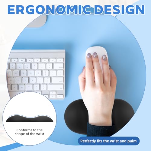 Handballenauflage Maus Handgelenkauflage, 2 Stück Wrist Rest Pad, Mauspad Ergonomisch Handgelenk, Entlastung des Handgelenks, Rutschfest Handauflage Maus für Büro Heimbüro Unterwegs und Gaming Bild 4