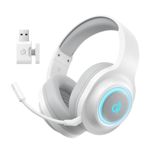 QCY HEROAD V200 Gaming Headset,2.4GHz Wireless Headset mit mikrofon für PS5,PS4,PC,Switch,Abnehmbares Noise Cancelling mit Mikro,7.1 Surround Sound,240 Stunden Akkulaufzeit,RGB Lichter Bild 1