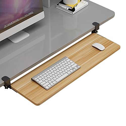 Verstellbare Tastaturablage unter dem Schreibtisch mit Maus-Plattform, einfache Klemmhalterung, Holz-Schreibtischverlängerung, platzsparende Aufbewahrungslösung für Home Office und Gaming-Setup Bild 1
