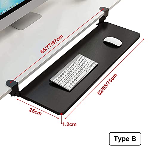 Große Tastaturablage mit Gleitschiene und Klemmhalter, Schreibtischverlängerung für Tastatur und Maus in voller Größe, Walnussholz-Finish, perfekt für Heimbüro und Gaming-Setup Bild 2