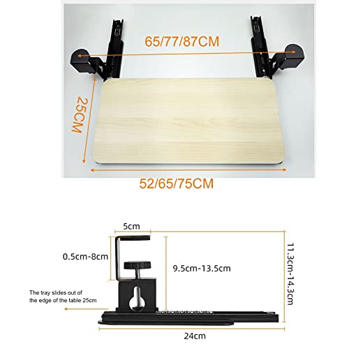 Ergonomischer Tastaturhalter für den Schreibtisch mit verstellbarer Höhe, stabiles ausziehbares Tablett aus Holz, Maus-Plattform, platzsparendes Design für Home Office und Gaming Setup Bild 2