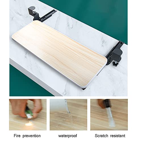 Ergonomischer Tastaturhalter für den Schreibtisch mit verstellbarer Höhe, stabiles ausziehbares Tablett aus Holz, Maus-Plattform, platzsparendes Design für Home Office und Gaming Setup Bild 6