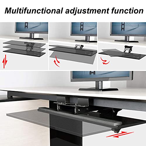 Ergonomische Schreibtischverlängerung mit Tastatur und Maus Plattform Untertischschublade und Regal Platzsparender Arbeitsplatz für Home Office und Gaming Bild 3
