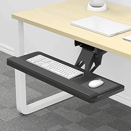 Ergonomische Schreibtischverlängerung mit Tastatur und Maus Plattform Untertischschublade und Regal Platzsparender Arbeitsplatz für Home Office und Gaming Bild 7