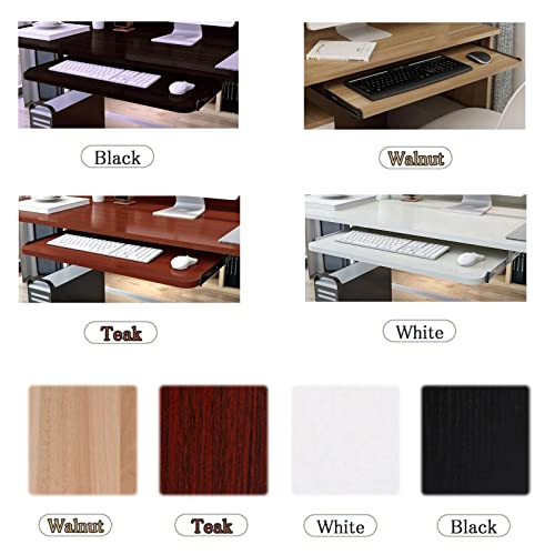 Schreibtischverlängerung aus Holz für Tastatur und Maus, verstellbares Untertischtablett 54/60/70 x 27 cm, Teak-Finish, ideal für Home Office und Gaming Setup Bild 2