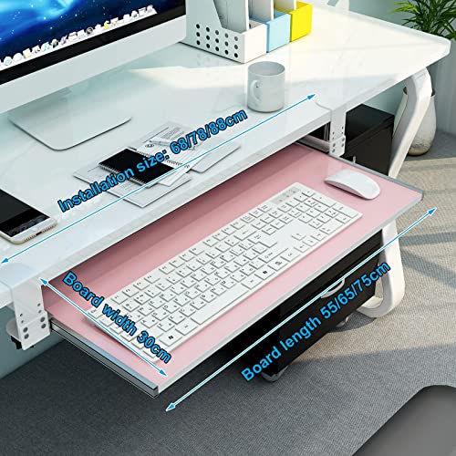 Ergonomische Schreibtischverlängerung für Tastatur & Maus - Holz Untertisch-Tastaturablage mit C-Klemme - Ohne Bohren Rosa - Perfekt für Home Office & Gaming Setup Bild 2