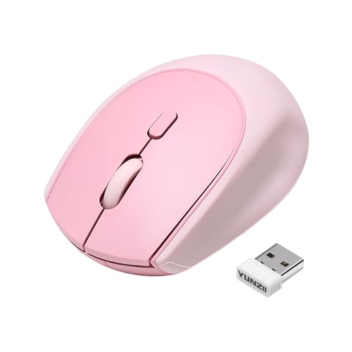 YUNZII C2 Drahtlose Maus, 2,4 GHz Silikon-Lautlose Funkmaus, 3 Verstellbare DPI, 1600 DPI Tracking, Ergonomisch für Laptop/PC/Mac (Rosa) Bild 1
