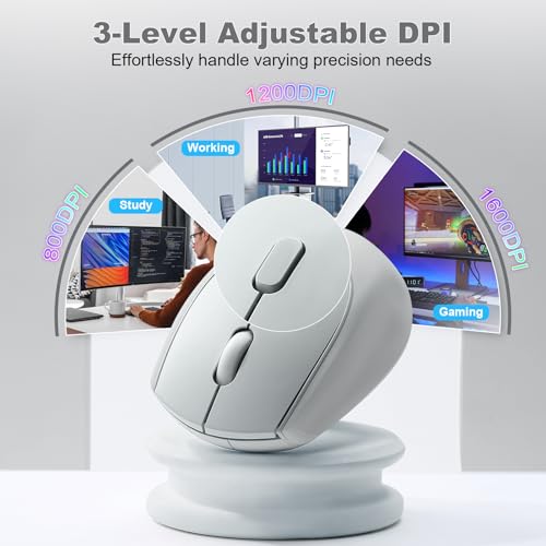 YUNZII C2 Drahtlose Maus, 2,4 GHz Silikon-Lautlose Funkmaus, 3 Verstellbare DPI, 1600 DPI Tracking, Ergonomisch für Laptop/PC/Mac (Grau) Bild 4