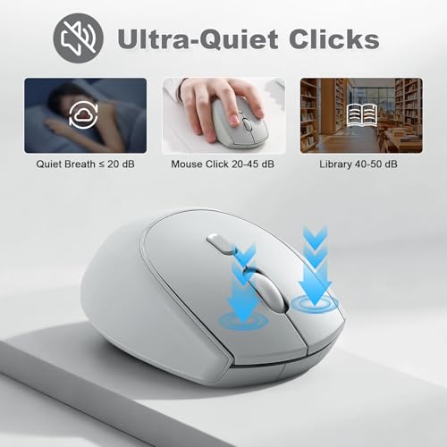YUNZII C2 Drahtlose Maus, 2,4 GHz Silikon-Lautlose Funkmaus, 3 Verstellbare DPI, 1600 DPI Tracking, Ergonomisch für Laptop/PC/Mac (Grau) Bild 6
