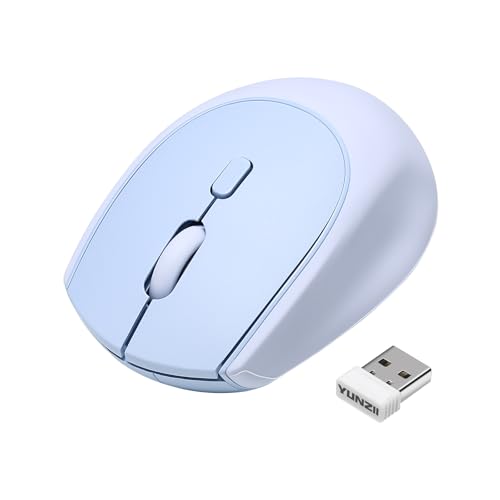 YUNZII C2 Drahtlose Maus, 2,4 GHz Silikon-Lautlose Funkmaus, 3 Verstellbare DPI, 1600 DPI Tracking, Ergonomisch für Laptop/PC/Mac (Blau) Bild 1