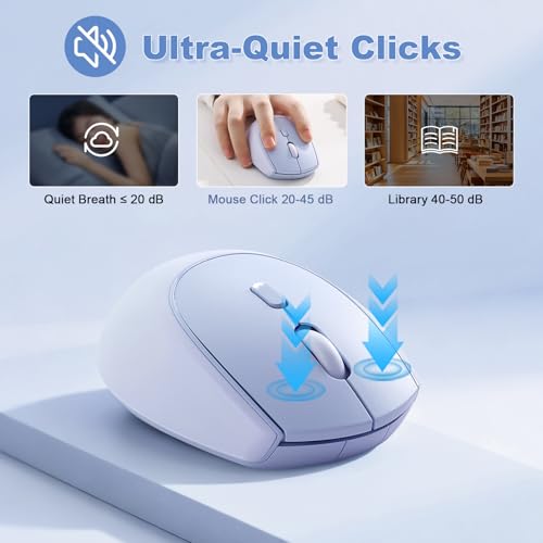 YUNZII C2 Drahtlose Maus, 2,4 GHz Silikon-Lautlose Funkmaus, 3 Verstellbare DPI, 1600 DPI Tracking, Ergonomisch für Laptop/PC/Mac (Blau) Bild 6