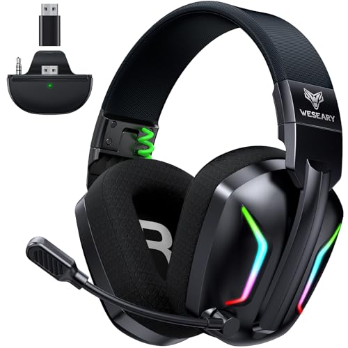 WESEARY WG1 Wireless Gaming Headset für Xbox Series X|S/One, PC, PS5, PS4, Switch, Mac, 2.4GHz & Bluetooth Headset mit Mikrofon, Low Latency, Noise Cancelling, LED Light, 50H Akku Bild 1