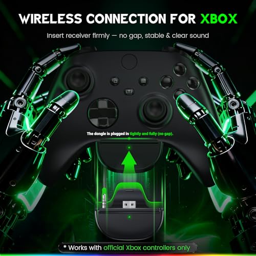 WESEARY WG1 Wireless Gaming Headset für Xbox Series X|S/One, PC, PS5, PS4, Switch, Mac, 2.4GHz & Bluetooth Headset mit Mikrofon, Low Latency, Noise Cancelling, LED Light, 50H Akku Bild 2