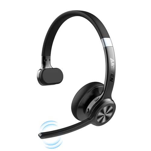ANSTEN Bluetooth Headset mit Mikrofon | Wireless Headset mit Geräuschunterdrückung, 30 Stunden Anrufe, PC Headset Bluetooth V5.2 für Callcenter, Büro, Zoom Bild 1