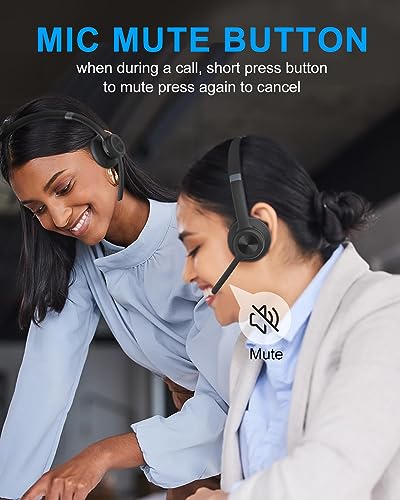 ANSTEN Bluetooth Headset mit Mikrofon | Wireless Headset mit Geräuschunterdrückung, 30 Stunden Anrufe, PC Headset Bluetooth V5.2 für Callcenter, Büro, Zoom Bild 4