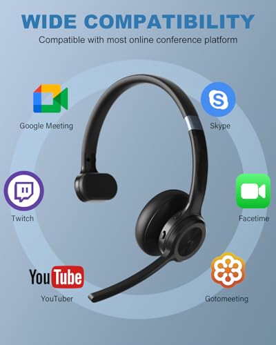 ANSTEN Bluetooth Headset mit Mikrofon | Wireless Headset mit Geräuschunterdrückung, 30 Stunden Anrufe, PC Headset Bluetooth V5.2 für Callcenter, Büro, Zoom Bild 6