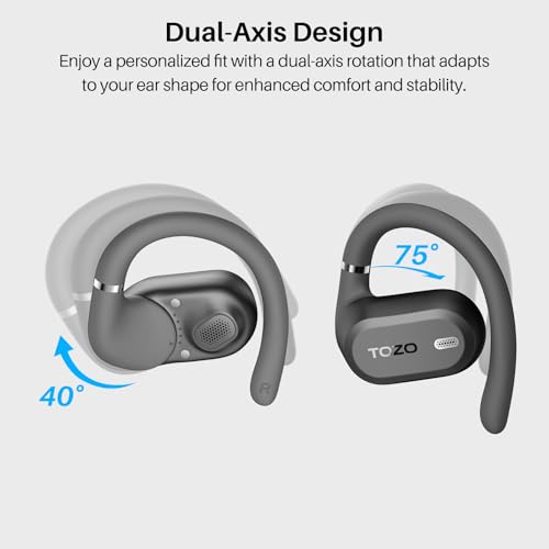 TOZO OpenWear Open Ear Kopfhörer mit bügel,komfortabel Kopfhörer Kabellos Bluetooth 5.3,Open Sport Kopfhörer mit Digitalanzeige ENC Noise Cancelling Mikroofon,38 Std, Headphones Bluetooth Wasserdicht Bild 2