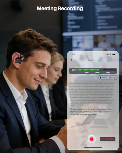 TOZO OpenWear Open Ear Kopfhörer mit bügel,komfortabel Kopfhörer Kabellos Bluetooth 5.3,Open Sport Kopfhörer mit Digitalanzeige ENC Noise Cancelling Mikroofon,38 Std, Headphones Bluetooth Wasserdicht Bild 5