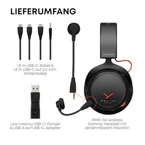 beyerdynamic MMX 150 Wireless - Kabelloses Gaming-Headset mit Klangpersonalisierung App, Velours-Ohrpolster, Akkulaufzeit von 50 Stunden in Schwarz Bild 7