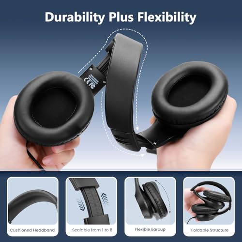 Bywulanda USB-C Kabelgebundene Over-Ear-Kopfhörer, Kabelgebundenes Stereo-Headset mit Mikrofon, Lautstärkeregler, Komfortabler, Faltbarer Kopfhörer für iPhone 15/16/17, Samsung/Laptop/Tablets/Reisen Bild 5