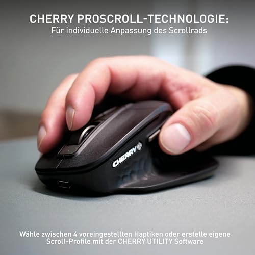 CHERRY Stream Desktop Ultimate, Kabelloses Multi-Device Tastatur-Maus-Set, Deutsches Layout (QWERTZ), Ergonomische Rechtshändermaus, Wiederaufladbar, Schwarz Bild 3