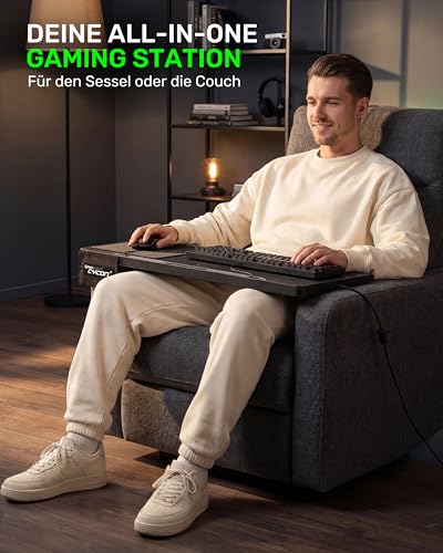 Couchmaster CYCON³ Lapboard mit HORIZONLIGHT RGB Bar, ergonomisches Gaming Knietablett für Couch, Sofa und Bett, Laptoptisch mit USB Hub für PC, PS4/5, Xbox One/Series X und Laptops Bild 3