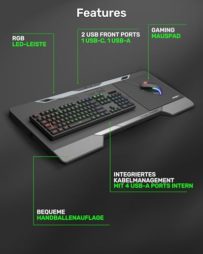 Couchmaster CYCON³ Lapboard mit HORIZONLIGHT RGB Bar, ergonomisches Gaming Knietablett für Couch, Sofa und Bett, Laptoptisch mit USB Hub für PC, PS4/5, Xbox One/Series X und Laptops Bild 4