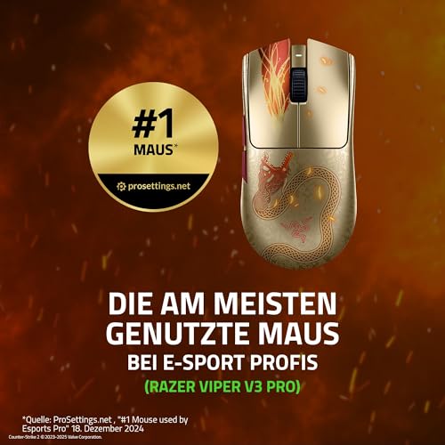 Razer Viper V3 Pro Counter-Strike 2 Dragon Lore - Ultraleichte kabellose Esports Gaming-Maus - 54g - 8K HyperPolling - Sensor 35K DPI - 2,4 GHz HyperSpeed - 95 Std Akkulaufzeit - PC/Mac | Dragon Lore Bild 2