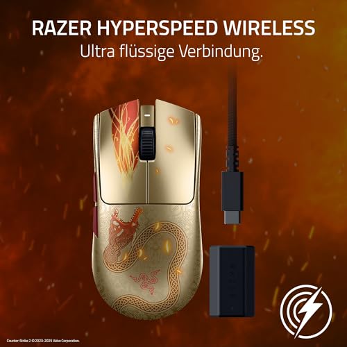 Razer Viper V3 Pro Counter-Strike 2 Dragon Lore - Ultraleichte kabellose Esports Gaming-Maus - 54g - 8K HyperPolling - Sensor 35K DPI - 2,4 GHz HyperSpeed - 95 Std Akkulaufzeit - PC/Mac | Dragon Lore Bild 6