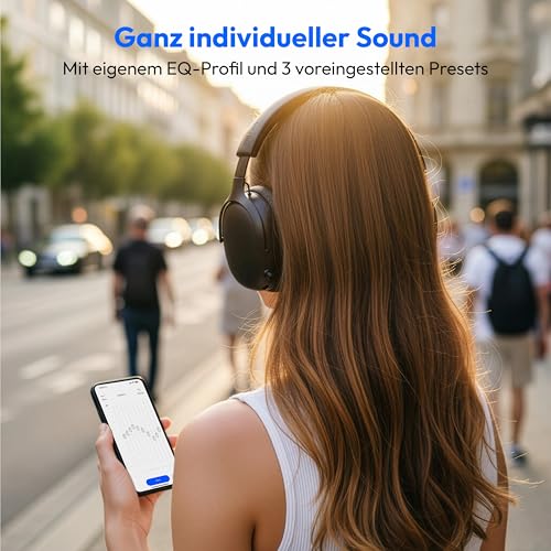 MEDION Over Ear Kopfhörer HX-1 Pure (kabellos, Bluetooth 5.4, Wireless, Passive Noise Isolation, 3+1 EQ Presets, bis zu 100 Stunden Akkulaufzeit, IPX4 Spritzwasserschutz) urban anthrazit Bild 3