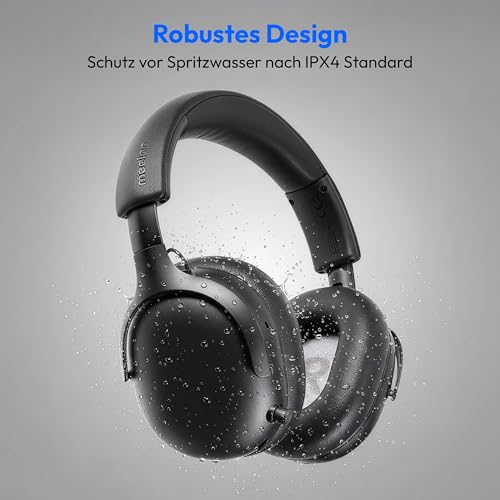 MEDION Over Ear Kopfhörer HX-1 Pure (kabellos, Bluetooth 5.4, Wireless, Passive Noise Isolation, 3+1 EQ Presets, bis zu 100 Stunden Akkulaufzeit, IPX4 Spritzwasserschutz) urban anthrazit Bild 5