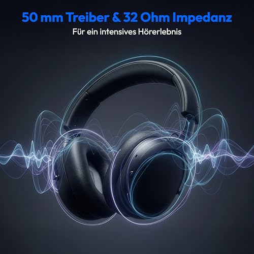 MEDION Over Ear Kopfhörer HX-1 Pure (kabellos, Bluetooth 5.4, Wireless, Passive Noise Isolation, 3+1 EQ Presets, bis zu 100 Stunden Akkulaufzeit, IPX4 Spritzwasserschutz) urban anthrazit Bild 6