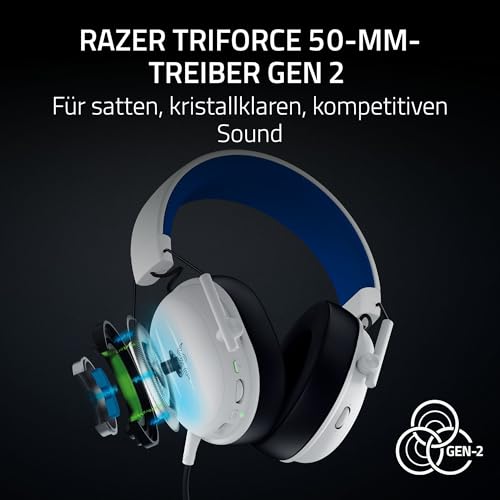 Razer BlackShark V3 X HyperSpeed PlayStation - Kabelloses E-Sport Gaming Headset - Ultra leicht 270 g - Triforce 50mm Treiber - Abnehmbares Mikrofon - HyperSpeed 2,4 GHz & Bluetooth - PS5/PC | Weiß Bild 3