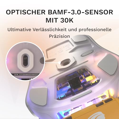 GLORIOUS Gaming – Model D3 Wireless-Gaming-Maus – Wechsel-Akku-System InfinitePlay, 8k Abfragerate, optische klick-Switches (130 Mio.), Ultraleicht (69 g), 30K-DPI-Optiksensor, RGB – Weiß Bild 4