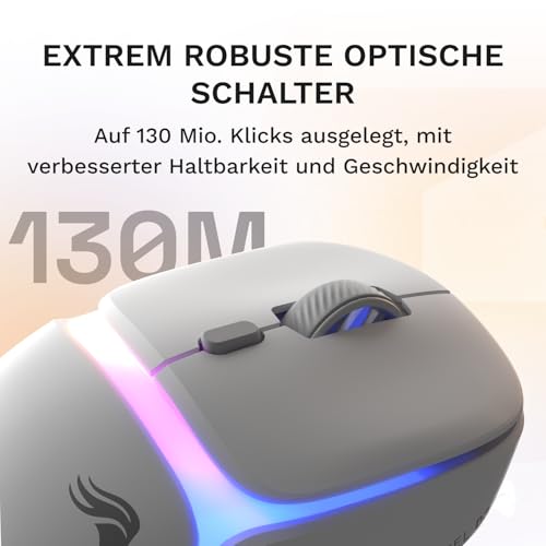 GLORIOUS Gaming – Model D3 Wireless-Gaming-Maus – Wechsel-Akku-System InfinitePlay, 8k Abfragerate, optische klick-Switches (130 Mio.), Ultraleicht (69 g), 30K-DPI-Optiksensor, RGB – Weiß Bild 5