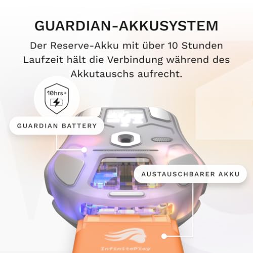 GLORIOUS Gaming – Model O3 Wireless-Gaming-Maus – Wechsel-Akku-System InfinitePlay, 8k Abfragerate, optische klick-Switches (130 Mio.), Ultraleicht (66 g), 30K-DPI-Optiksensor, RGB – Weiß Bild 3