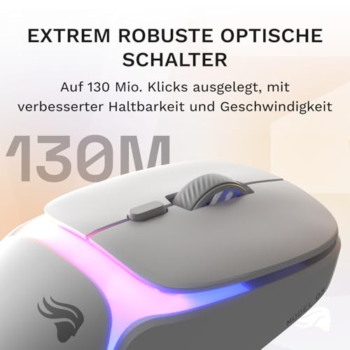GLORIOUS Gaming – Model O3 Wireless-Gaming-Maus – Wechsel-Akku-System InfinitePlay, 8k Abfragerate, optische klick-Switches (130 Mio.), Ultraleicht (66 g), 30K-DPI-Optiksensor, RGB – Weiß Bild 5