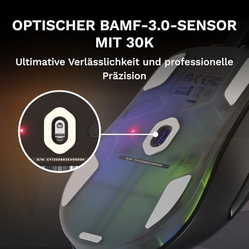 GLORIOUS Gaming – Model D3 Wired-Gaming-Maus – Ultraleicht (57 g), optische klick-Switches (130 Mio.), 30K-DPI-BAMF-3.0-Sensor, 750 IPS Tracking, 50G Beschleunigung, für alle Griffarten – Schwarz Bild 3