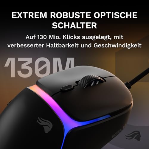 GLORIOUS Gaming – Model D3 Wired-Gaming-Maus – Ultraleicht (57 g), optische klick-Switches (130 Mio.), 30K-DPI-BAMF-3.0-Sensor, 750 IPS Tracking, 50G Beschleunigung, für alle Griffarten – Schwarz Bild 4