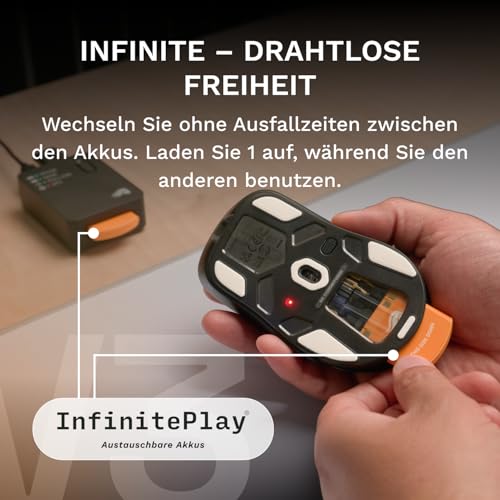 GLORIOUS Gaming – Model D3 Wireless-Gaming-Maus – Wechsel-Akku-System InfinitePlay, 8k Abfragerate, optische klick-Switches (130 Mio.), Ultraleicht (69 g), 30K-DPI-Optiksensor, RGB – Schwarz Bild 2