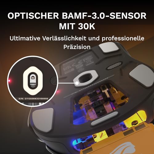 GLORIOUS Gaming – Model D3 Wireless-Gaming-Maus – Wechsel-Akku-System InfinitePlay, 8k Abfragerate, optische klick-Switches (130 Mio.), Ultraleicht (69 g), 30K-DPI-Optiksensor, RGB – Schwarz Bild 4
