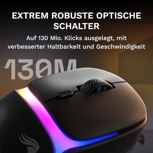 GLORIOUS Gaming – Model D3 Wireless-Gaming-Maus – Wechsel-Akku-System InfinitePlay, 8k Abfragerate, optische klick-Switches (130 Mio.), Ultraleicht (69 g), 30K-DPI-Optiksensor, RGB – Schwarz Bild 5
