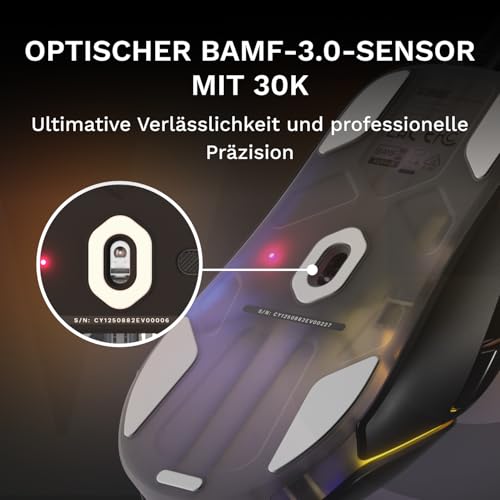 GLORIOUS Gaming – Model O3 Wired-Gaming-Maus – Ultraleicht (54 g), optische klick-Switches (130 Mio.), 30K-DPI-BAMF-3.0-Sensor, 750 IPS Tracking, 50G Beschleunigung, für alle Griffarten – Schwarz Bild 3