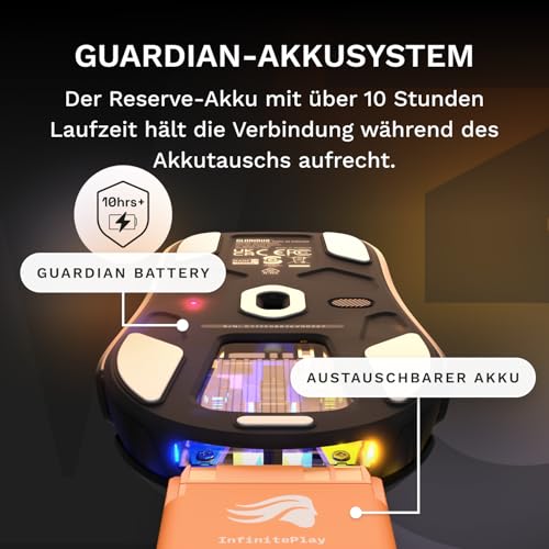GLORIOUS Gaming – Model O3 Wireless-Gaming-Maus – Wechsel-Akku-System InfinitePlay, 8k Abfragerate, optische klick-Switches (130 Mio.), Ultraleicht (66 g), 30K-DPI-Optiksensor, RGB – Schwarz Bild 3